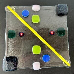 Colorful Fused Glass Trivet Art Tile
